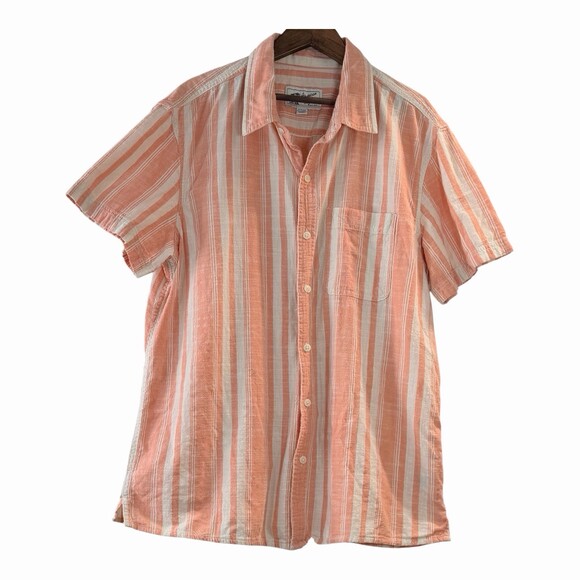 American Eagle Outfitters Other - American Eagle Outfitters Men's XL Peach Stripe Short Sleeve Cotton Shirt